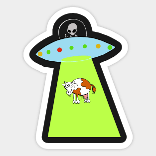 UFO and cow Sticker